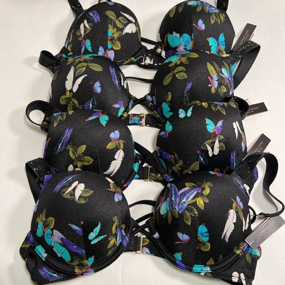 Victoria Secret 36D Bombshell Push Up Bikini Top Butterfly Print Shine Strap - Picture 10 of 10